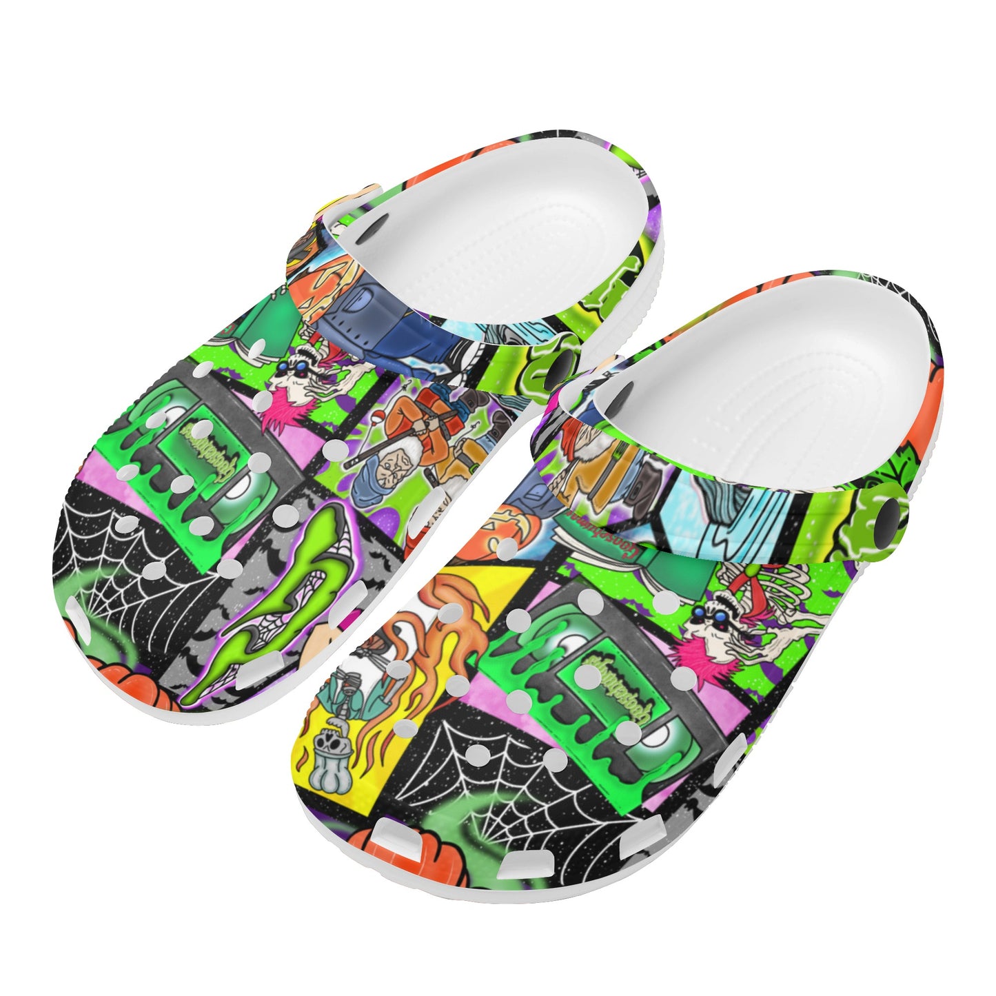 Halloween Patchwork Womens Fun Classic Clogs