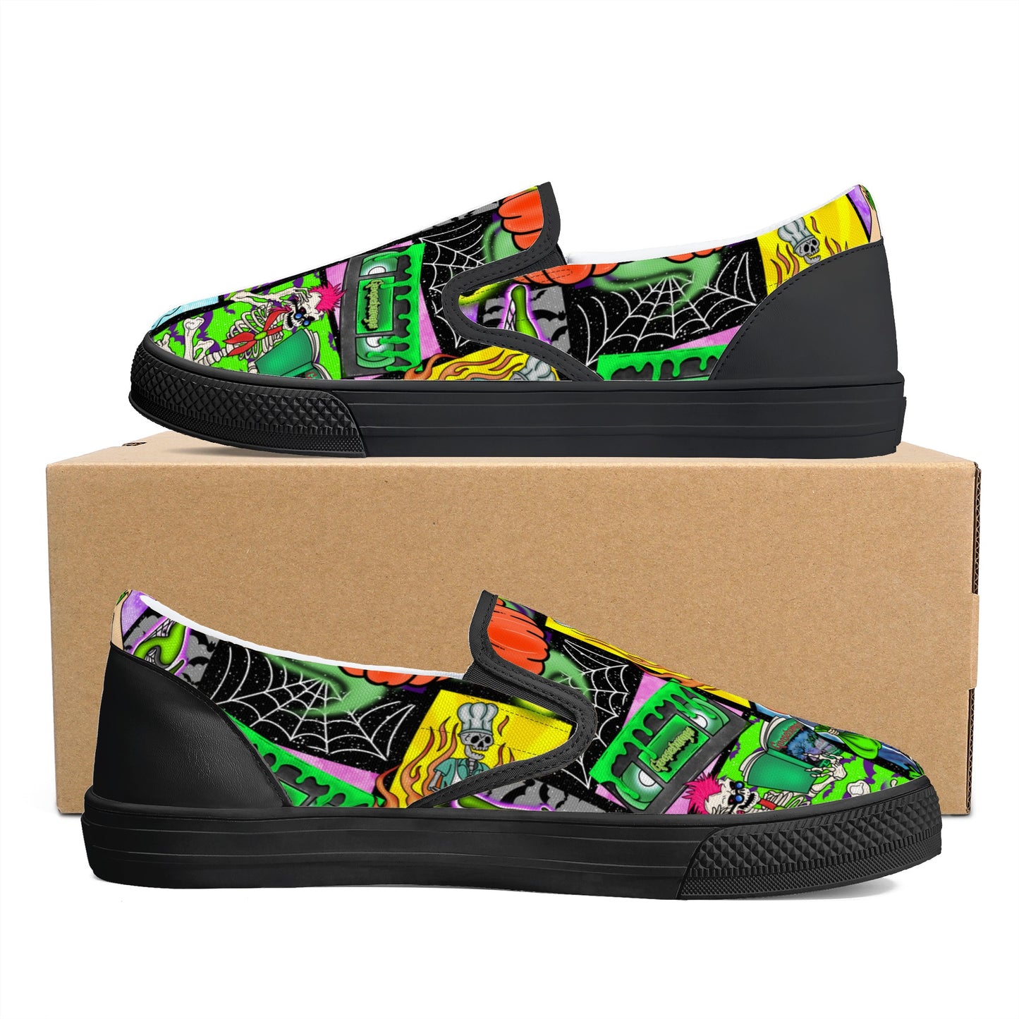 Halloween Patchwork Womens Slip On Shoes