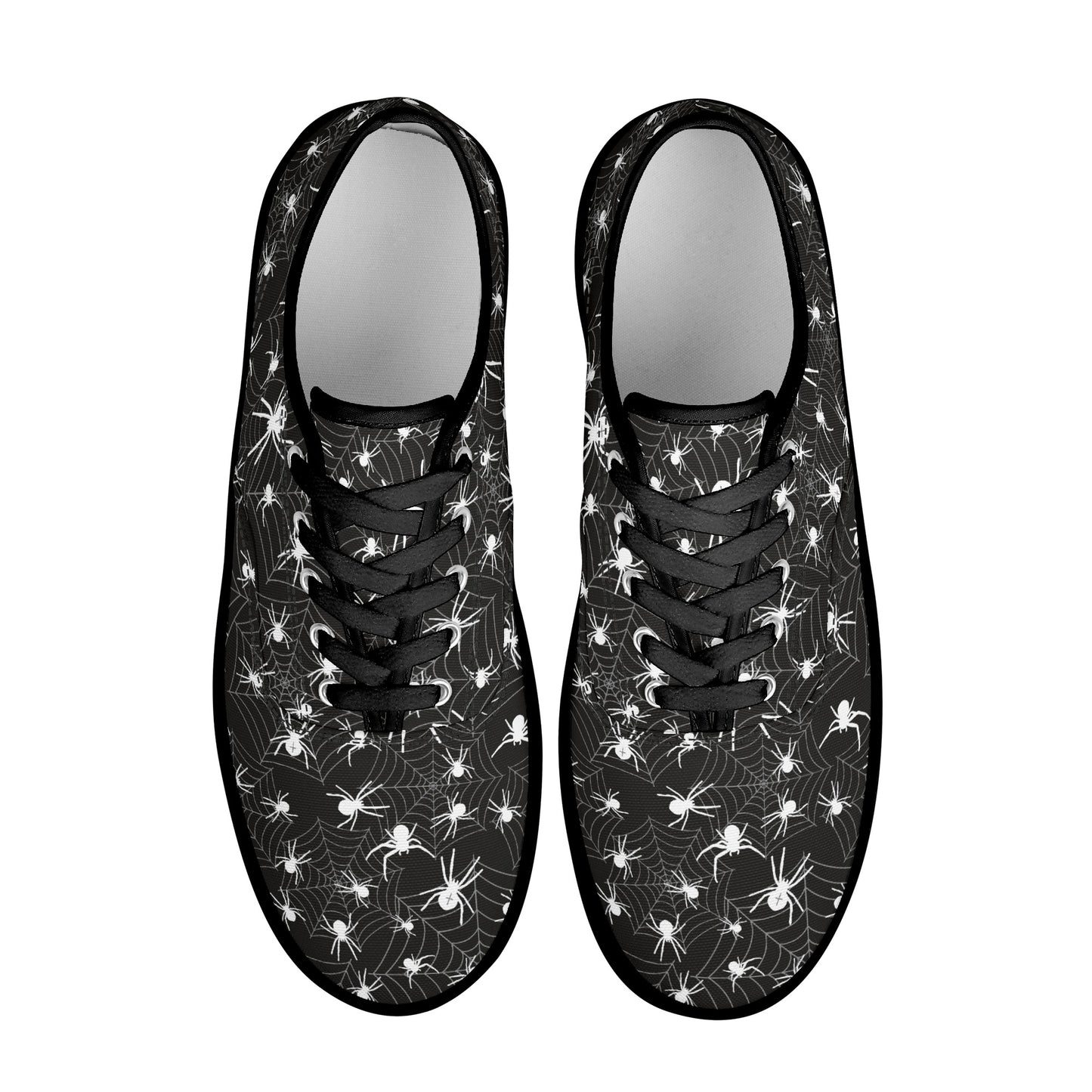 Tiny Spiders in Web Womens Court Skate Canvas Shoes