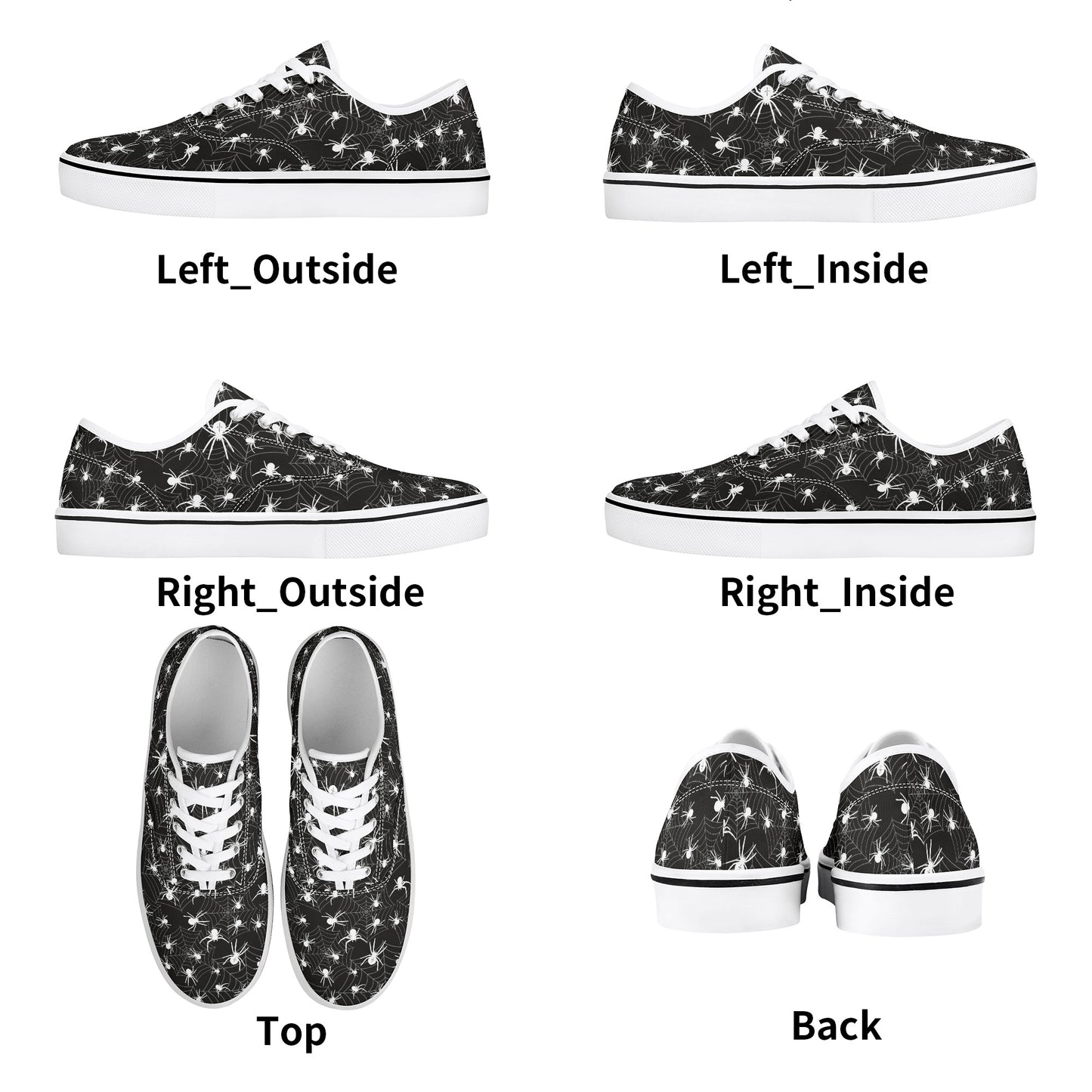 Tiny Spiders in Web Womens Court Skate Canvas Shoes