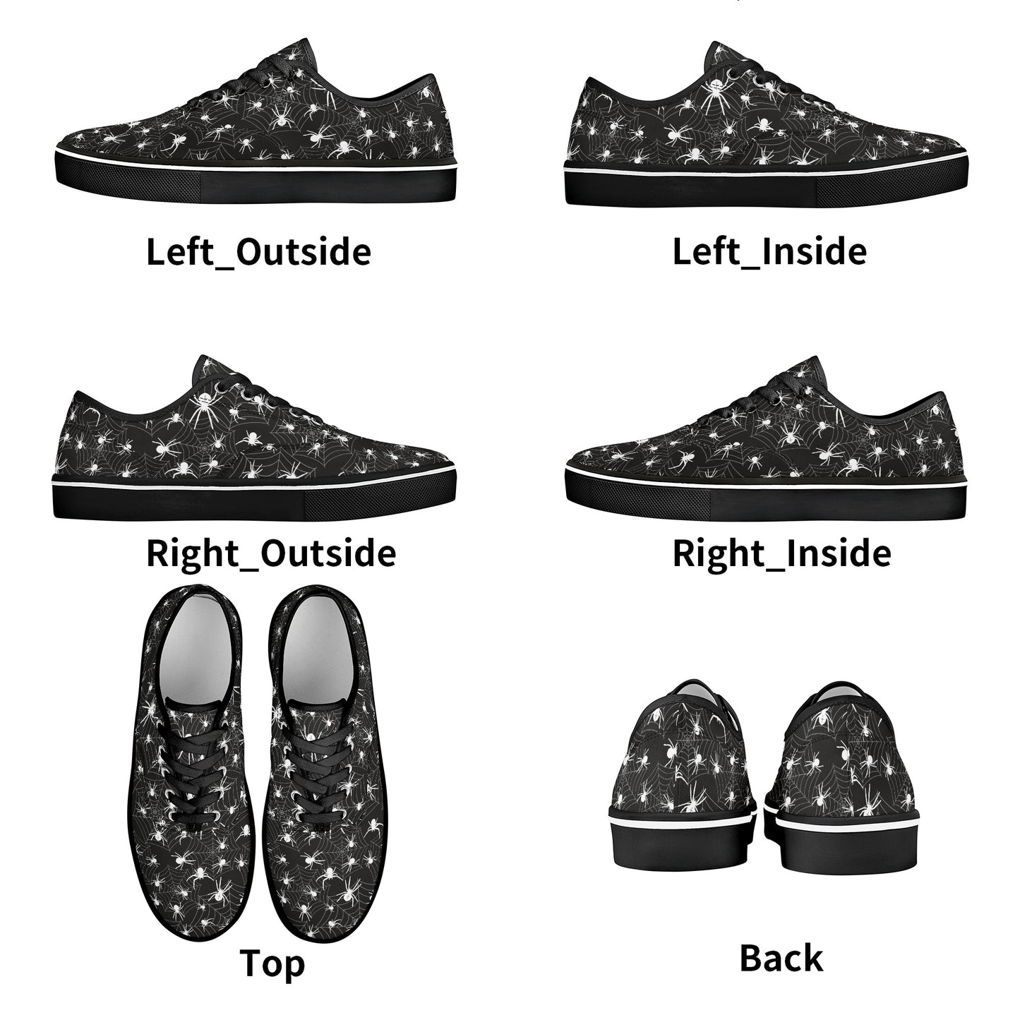 Tiny Spiders in Web Womens Court Skate Canvas Shoes