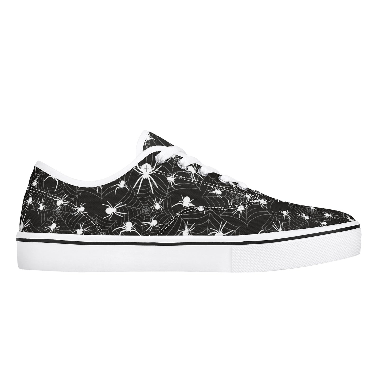 Tiny Spiders in Web Womens Court Skate Canvas Shoes