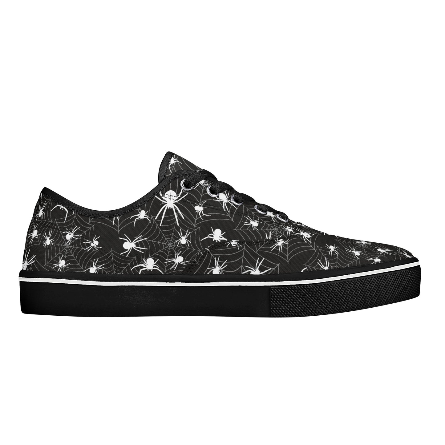 Tiny Spiders in Web Womens Court Skate Canvas Shoes