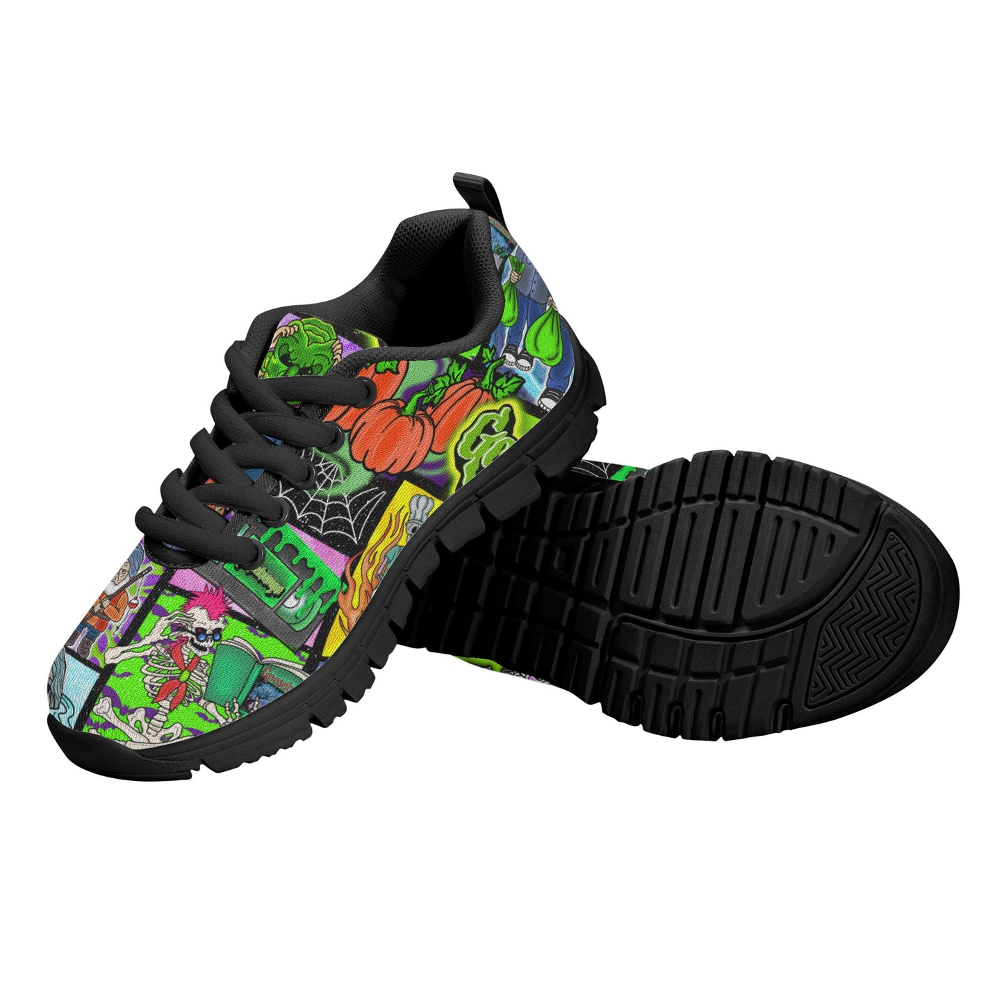 Halloween Patchwork Kids Running Shoes Classic Style D56