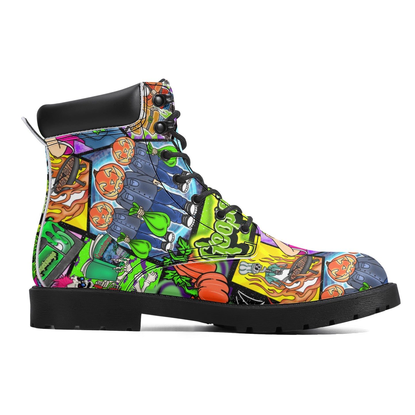 Halloween Patchwork  All Season Leather Boots Men & Women D20