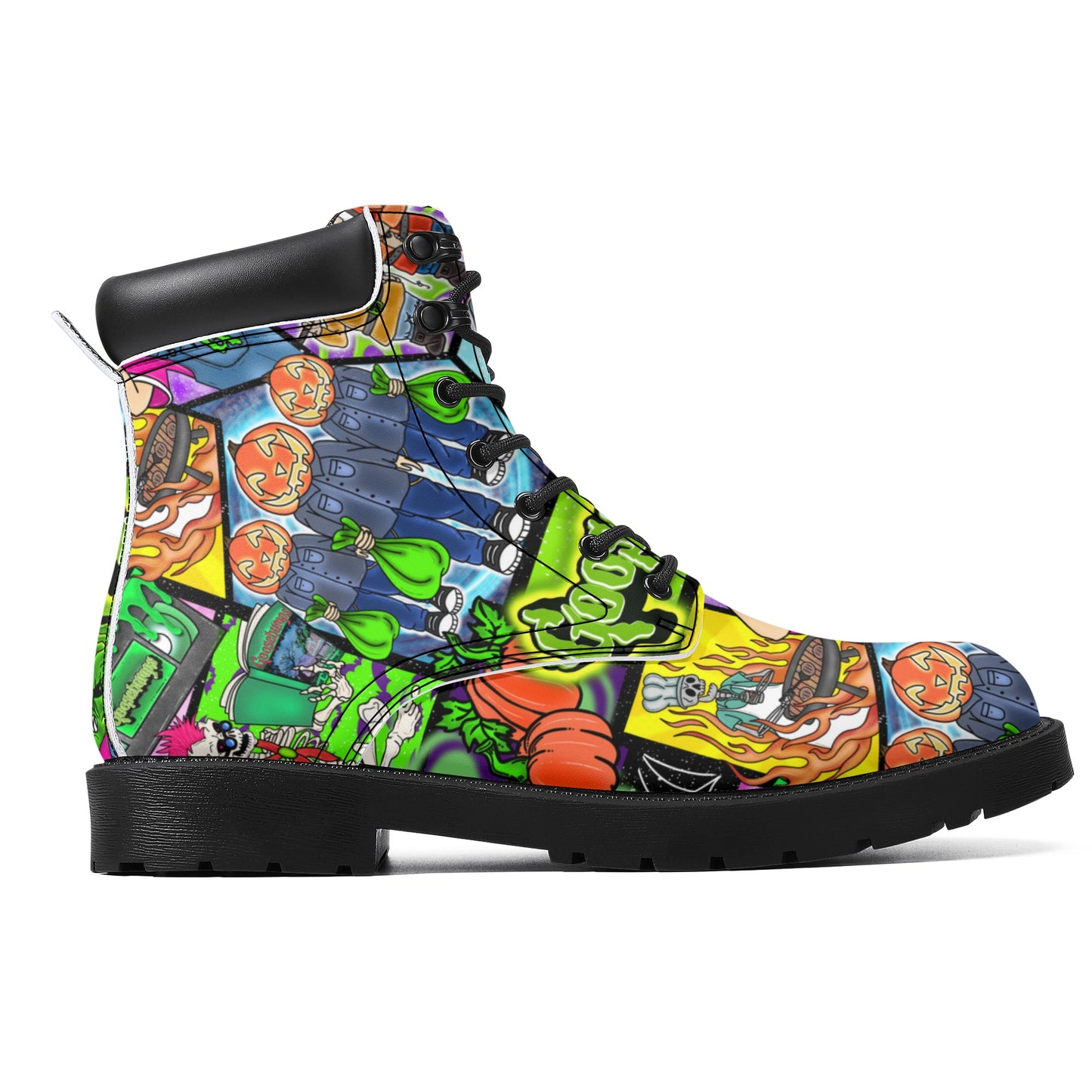 Halloween Patchwork  All Season Leather Boots Men & Women D20