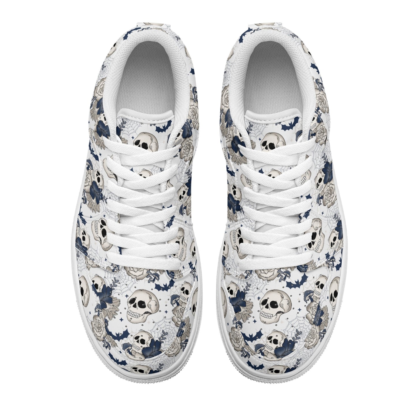 Spooky Skull Floral Womens  Low Top Skateboard Sneakers SF-S40-W