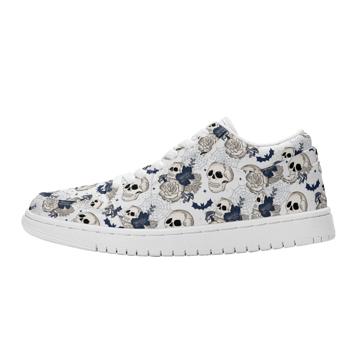 Spooky Skull Floral Womens  Low Top Skateboard Sneakers SF-S40-W