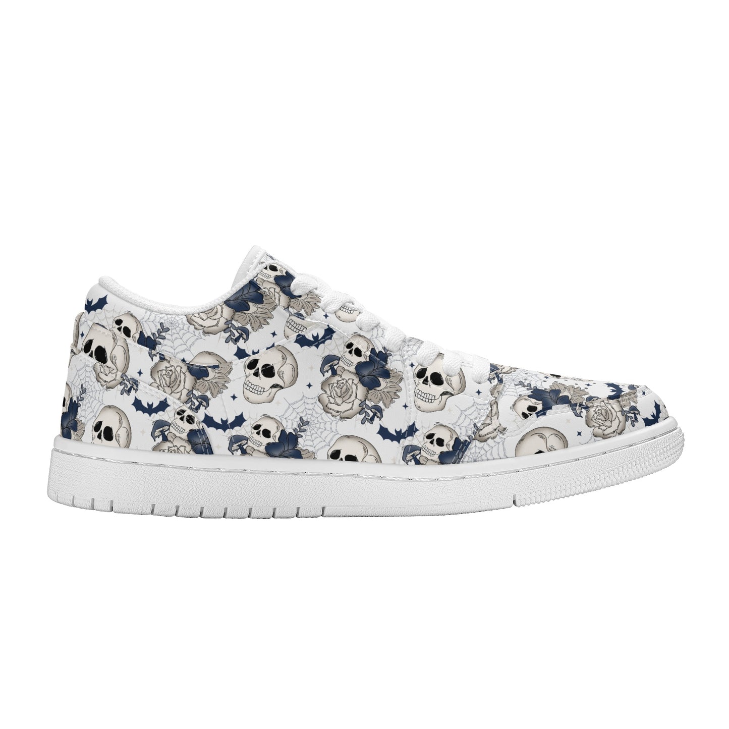 Spooky Skull Floral Womens  Low Top Skateboard Sneakers SF-S40-W