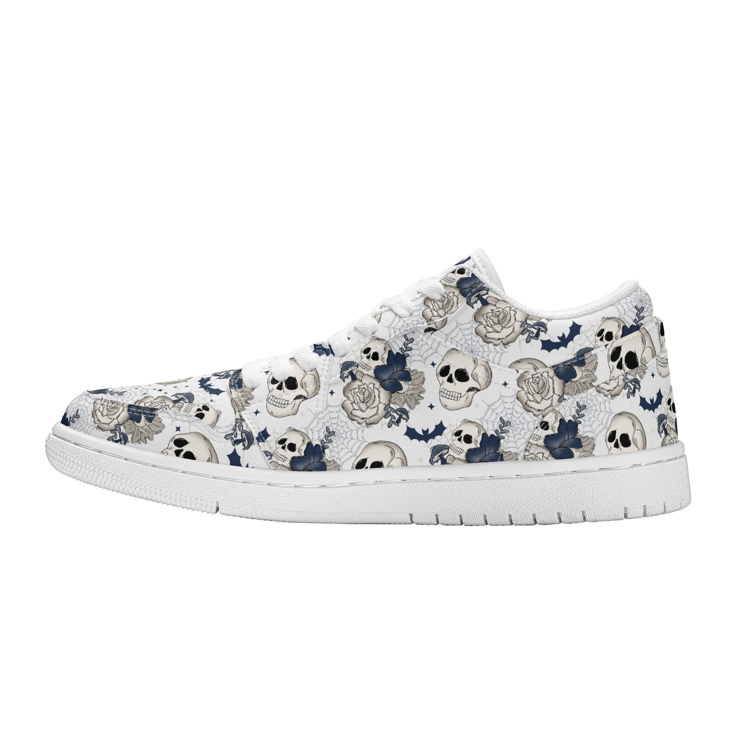 Spooky Skull Floral Womens  Low Top Skateboard Sneakers SF-S40-W