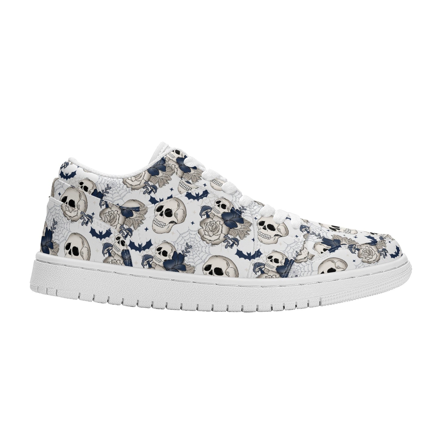 Spooky Skull Floral Womens  Low Top Skateboard Sneakers SF-S40-W