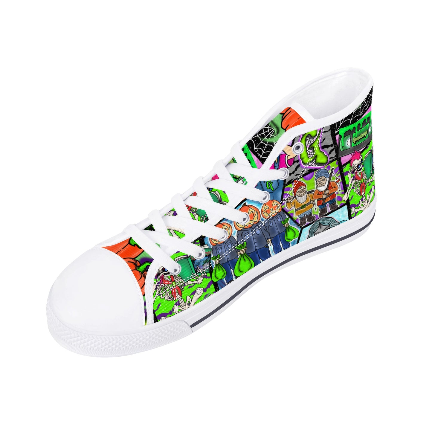 Halloween Patchwork  High Top Canvas Shoes Black and White Versions FWS