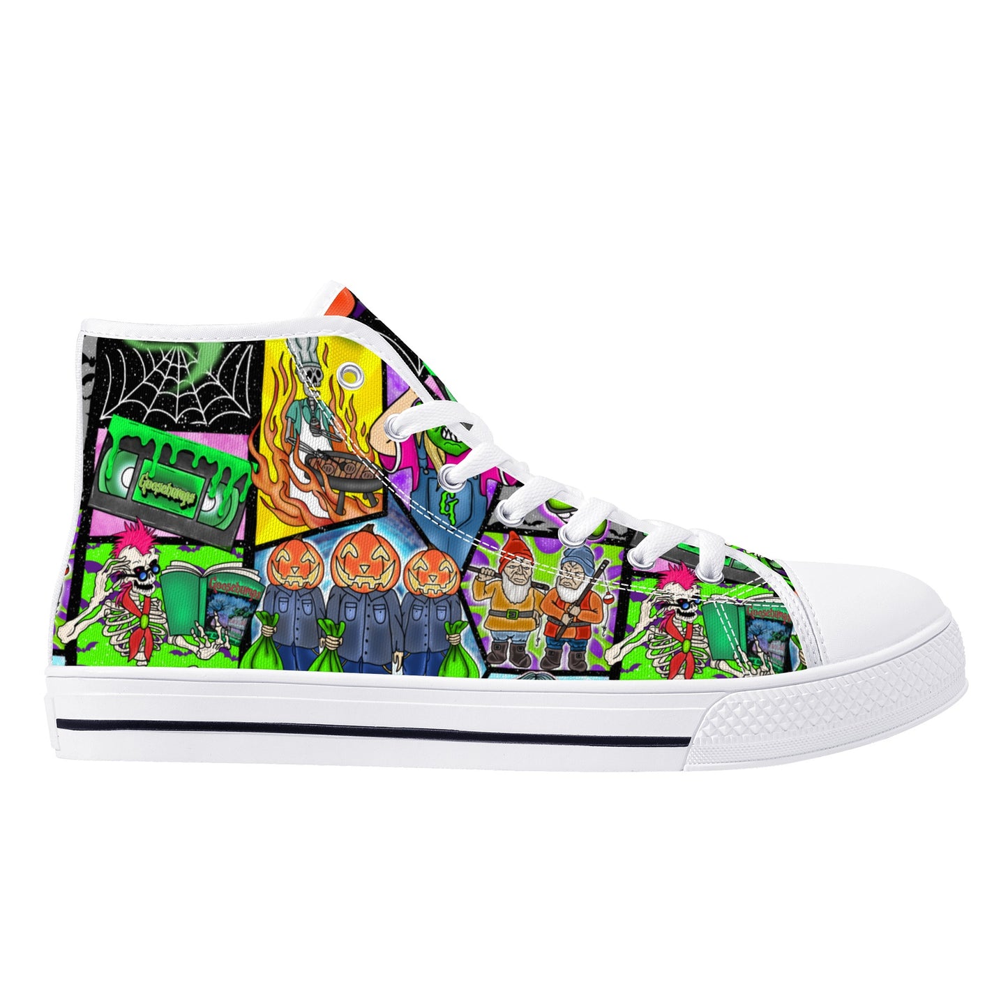 Halloween Patchwork  High Top Canvas Shoes Black and White Versions FWS