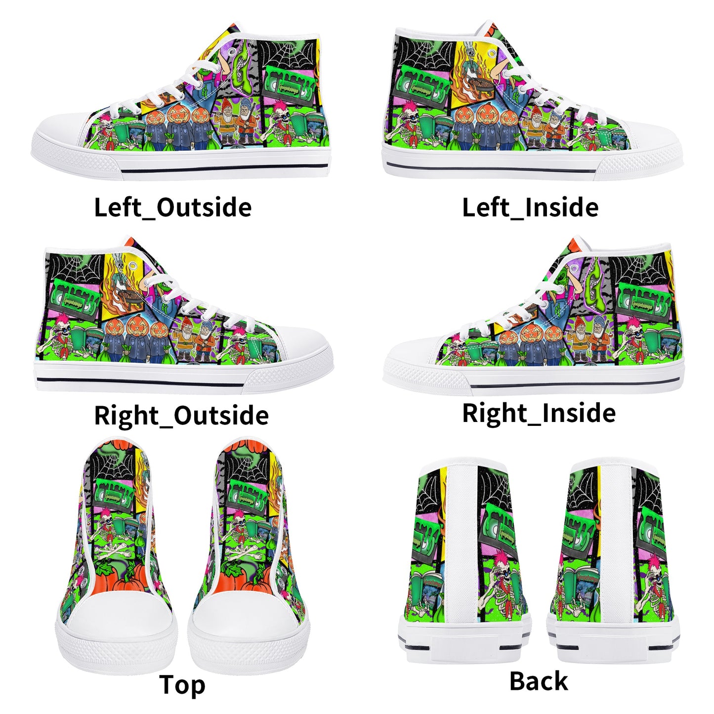 Halloween Patchwork  High Top Canvas Shoes Black and White Versions FWS