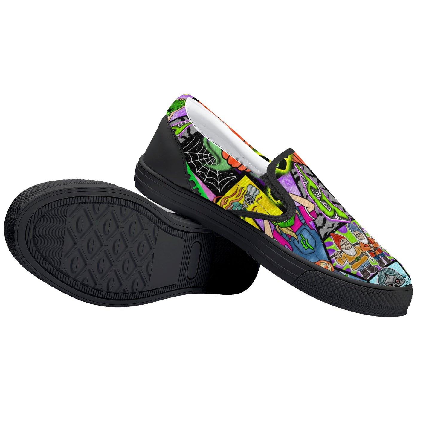 Halloween Patchwork Womens Slip On Shoes