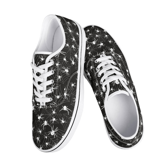 Tiny Spiders in Web Womens Court Skate Canvas Shoes